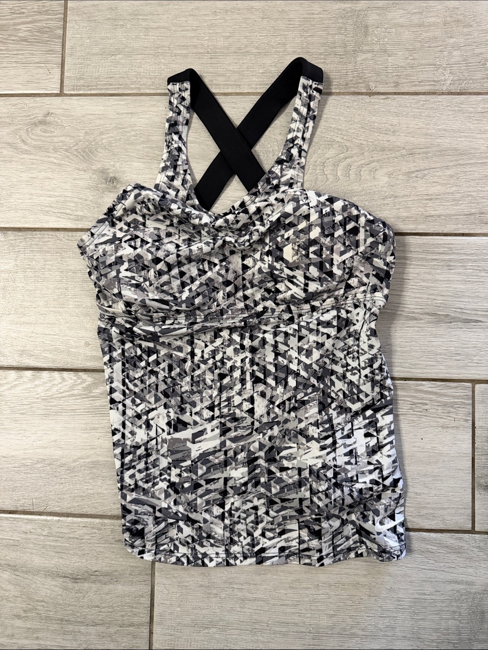 Nike Black & White Printed Crisscross Strap Camisole